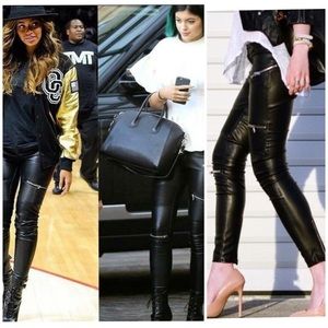 zara faux leather moto pants